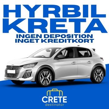 Hyrbil på Kreta utan kreditkort och utan deposition